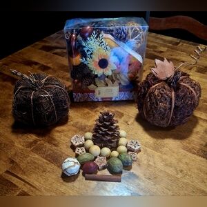 Pier 1 Autumn Potpourri & 2 Faux Pumpkins